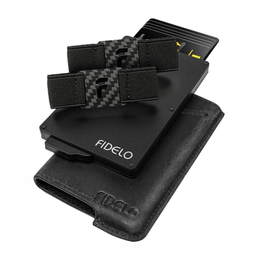 メンズ 財布 ミニマリスト カードケース マネー クリップ ブ ブラックレザー ブラックレザー 