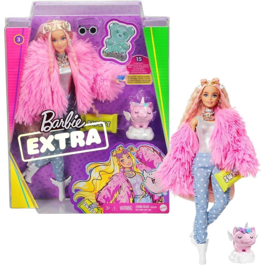 バービー Barbie 人形 ユニコーン ピンク コート Extra Doll 着せ替え 並行輸入品