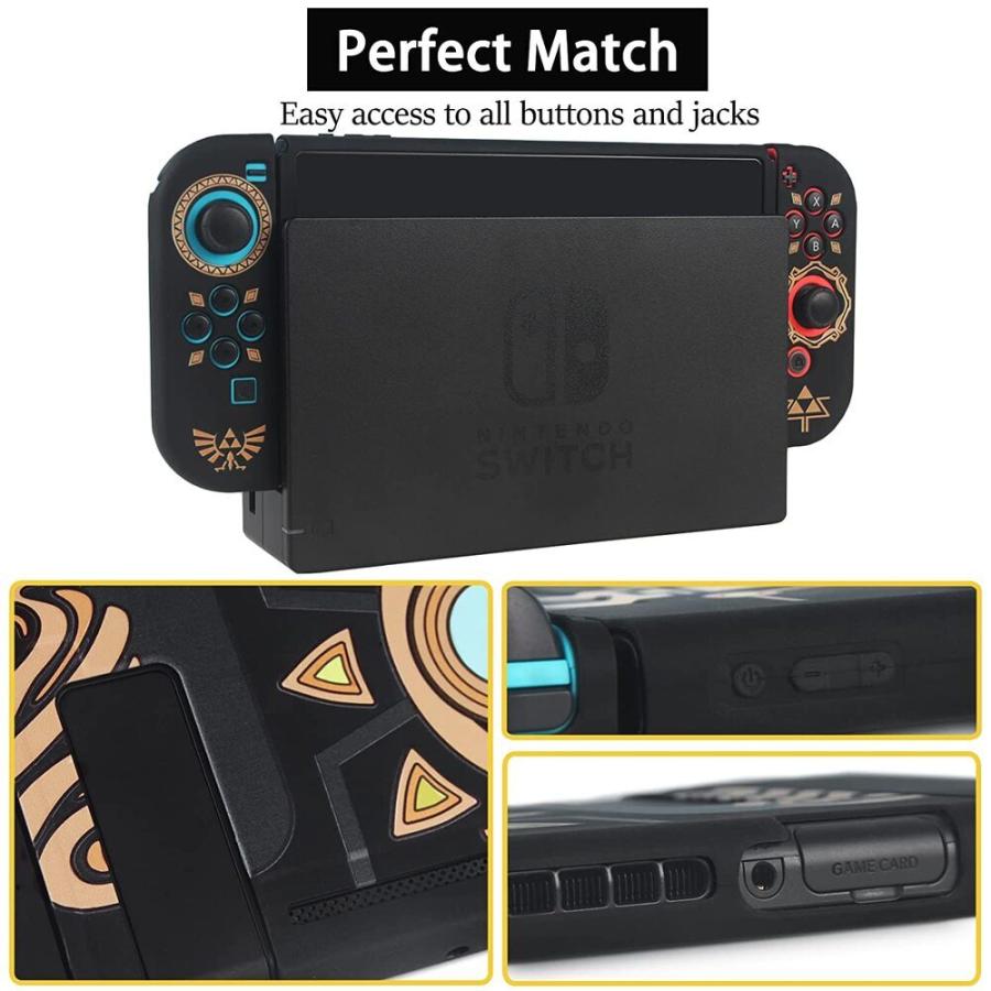 希少美品Zelda Switch(ゼルダの伝説) 保護ケース Switch対応*1 ガラスフィルム*1 コントローラーカバー *2 サムグリップ2個付き 任天堂純正品 Nintendo Switchキャリングケース ゼルダの伝説