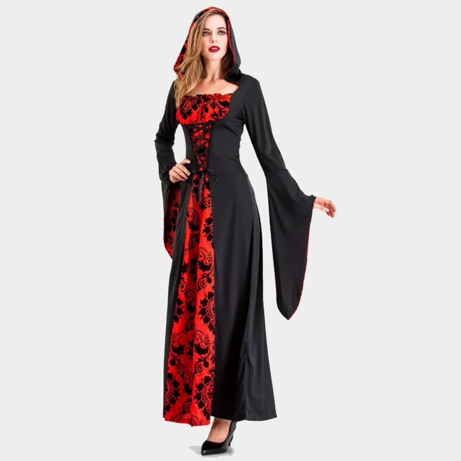 ロング 大人 ドレス レディース 衣装 ハロウィン コスプレ コスチューム 仮装 吸血鬼 ヴァンパイア   M