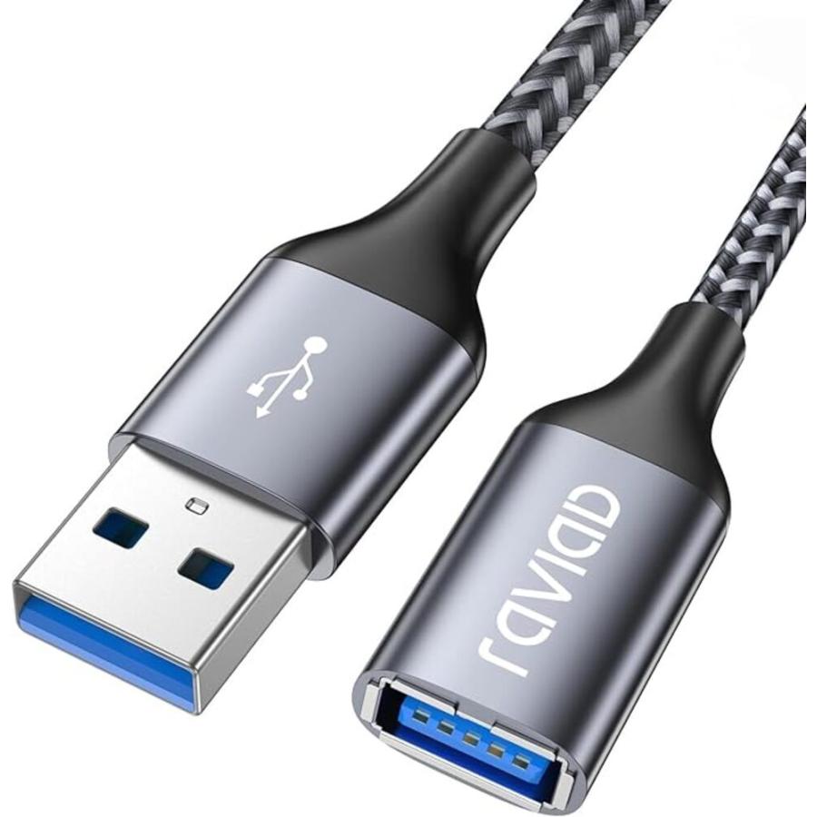 RAVIAD USB 延長ケーブル 2M USB3.0 5Gbps 高速データ転送 タイプ  グレー