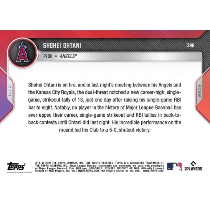 大谷翔平 2022 MLB TOPPS NOW Card 396 2022.6.22 トップス カード