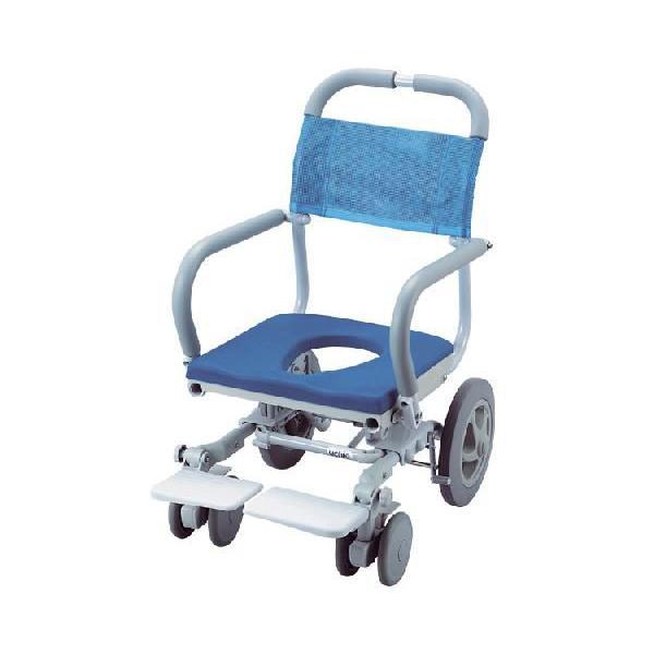 入浴用車椅子 青 シャワーキャリー 入浴用 車椅子 高齢者 介護用品 シャワーラク O型穴