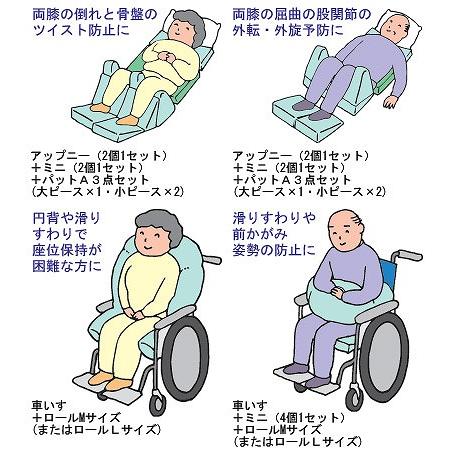 体位変換クッション 介護クッション ナーセントパットA 3点セット 標準カバータイプ （大ピース×1個・小ピース×2個） アイ・ソネックス │ 介護用品 高齢者の画像