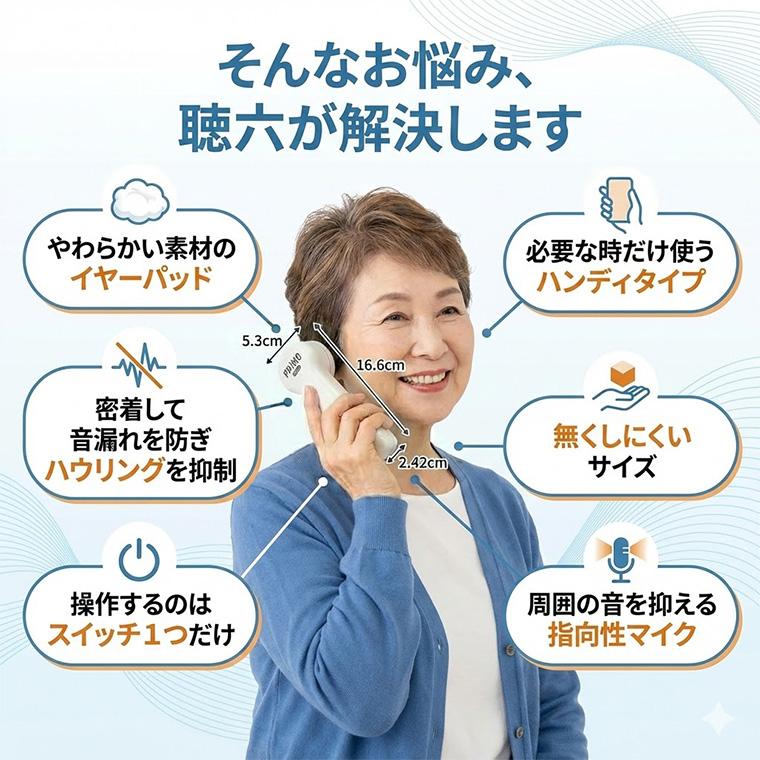助聴器 聴六 HA6 プリモ │ ちょうろく 助聴 便利 コミュニケーション