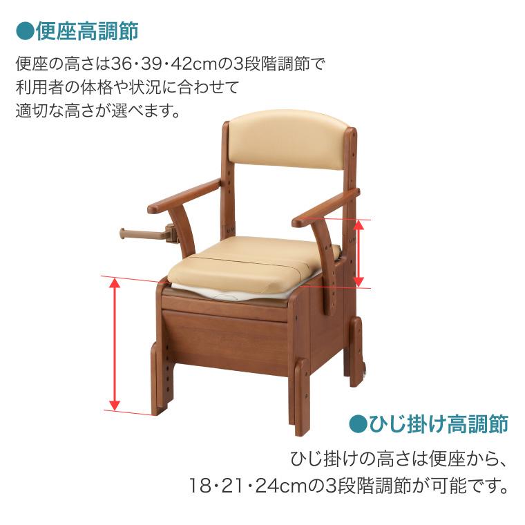 安寿 ポータブルトイレ 家具調トイレ コンパクト 533-670 標準便座