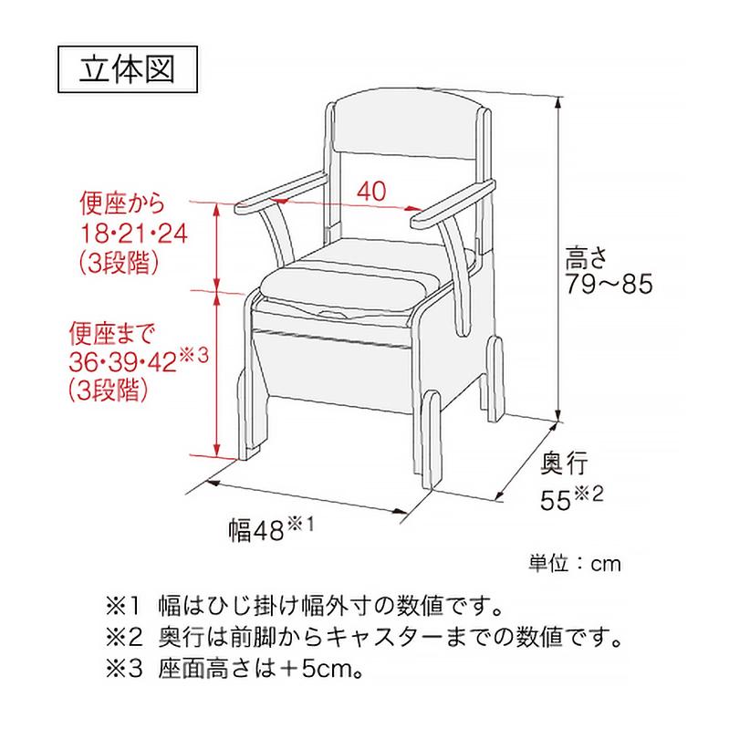 安寿 ポータブルトイレ 家具調トイレ コンパクト 533-670 標準便座