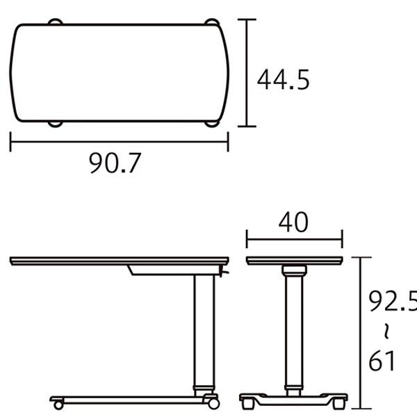 ベッドサイドテーブル アイボリー 天板90×40cm KF-1920 パラマウント
