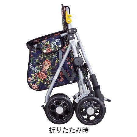 花柄 シルバーカー 4輪 折りたたみ式 マキテック シルバーカー おしゃれ ブレーキ付き ルーク RK-10 マキテック