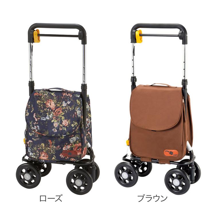 ショッピングカー おしゃれ 軽量 サポキャリー ブラウン ローズ RS-200BR RS-200RF マキテック │ ショッピングカート サイドカー 手押し車 横押し シニアカート_7