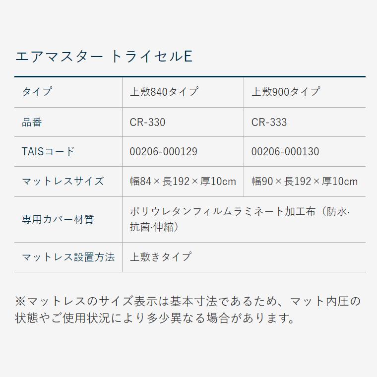 体圧分散式エアマットレス エアマスター トライセルE 上敷きタイプ 幅