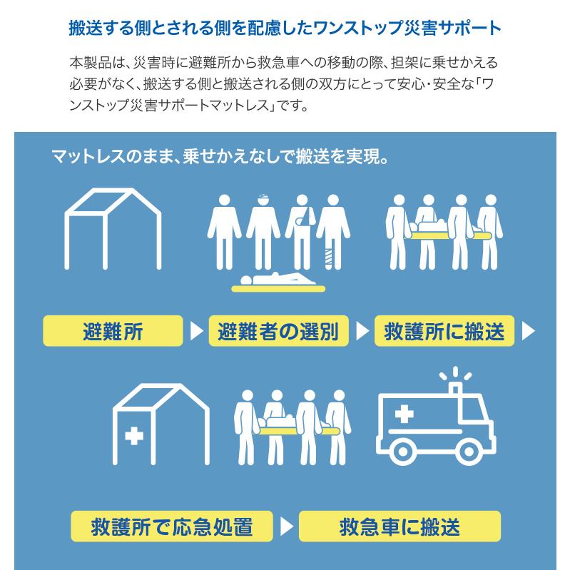 災害備蓄用高機能マットレス アルファプラR 担架なしタイプ PLAR-01 幅70×奥行180×厚さ8cm タイカ │ 防災グッズ 災害用品 防災用品 災害対策 備品 避難所の画像