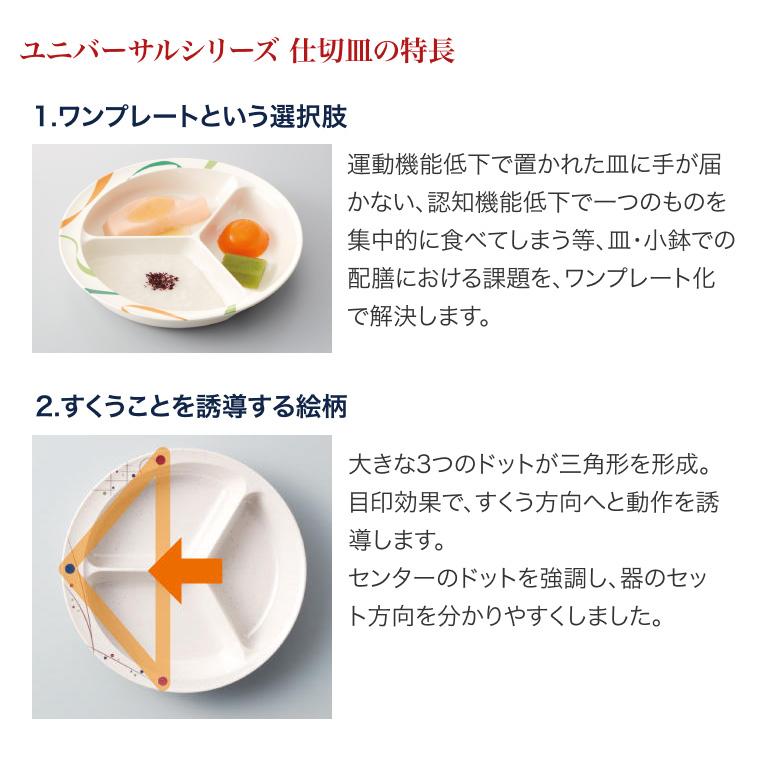 三信化工 介護 食器 すくいやすい 三ツ仕切皿 UMS-200RKIH いろは 岐穂