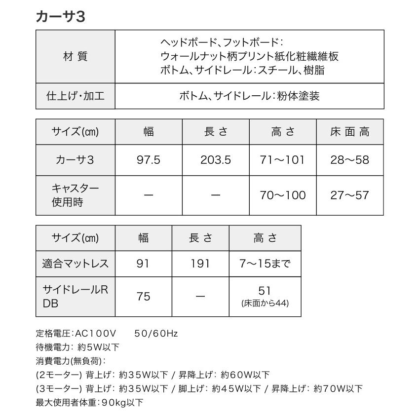 電動ベッド 介護ベッド 3モーター カーサ3 昇降3モーター サイドレール2本付 G-CS33R91B グランツ │ 昇降電動ベッド 寝具 ベッド関連 お年寄り シニア 高齢者_4