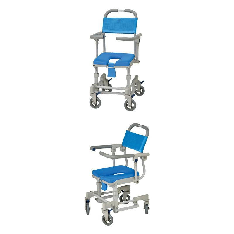 【ウチエ】シャワーチェアシャトレチェア6輪U型バケツ付　未使用 シャワーキャリー 入浴 車椅子 シャトレチェアLU II SAL U型バケツ付