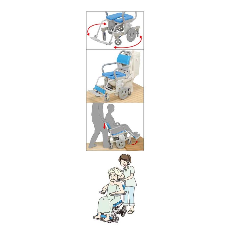 シャトレチェア6輪SAL　シャワーキャリー　シャワーチェア　ウチエ シャワーキャリー 入浴 車椅子 シャトレチェア6輪SAL O型シート バケツ