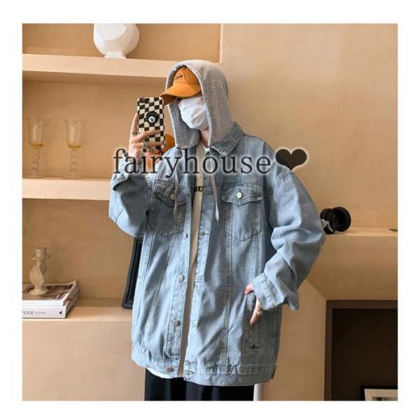 COOLATIQUES  Gジャン　デニムスゥエットフーディー　パーカー デニムスウェット ジップパーカー L/Denim color sweat zip