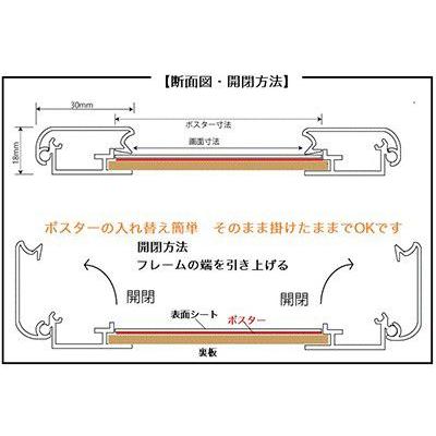 ポスターフレームCA111シルバー Ａ１　屋外用　前面開閉式 ポスターには防水加工が必要です｜panel-c｜04