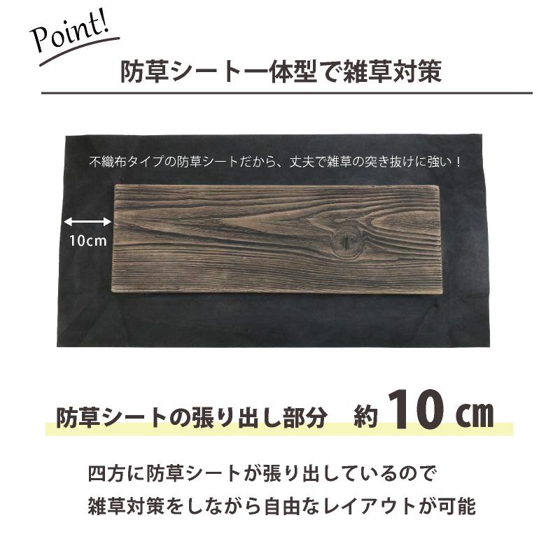 置くだけ 敷くだけ 庭 枕木 木目調 防草シート付きコンクリィ ペイブ 