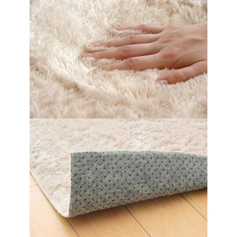 ソフトシャギー調ラグ 「ラルジュ」 2畳 アイボリー 約185×185cm