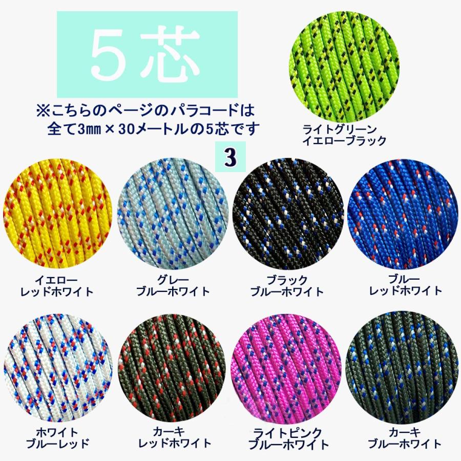 パラコード テント ロープ キャンプ 7芯×4mm 30m 送料無料 全130色 耐