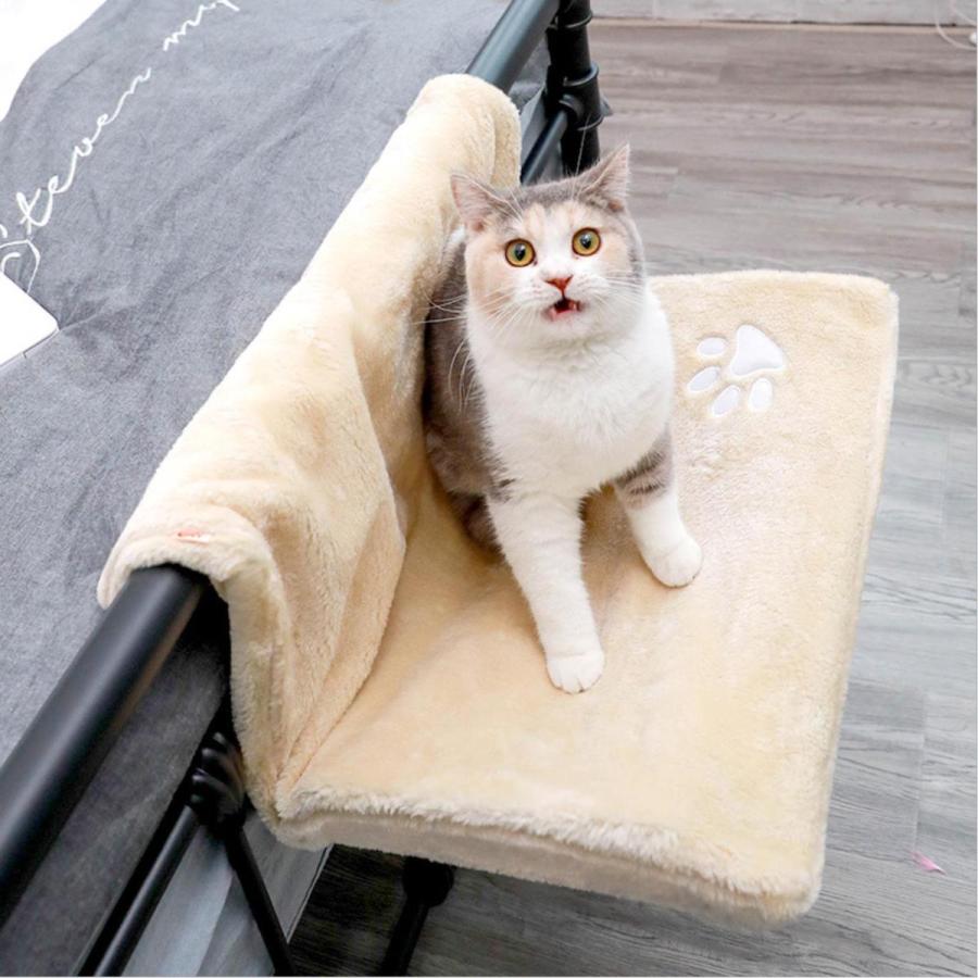 猫用 ハンモック キャットベッド お昼寝 椅子掛け 猫ベッド マット もこもこ ソファー 手すり 窓辺掛 椅子掛 ケージ掛 ケージ内に掛けられる 丸洗い｜panni-fashion｜02