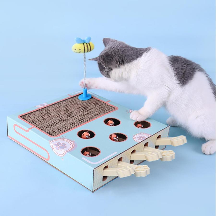 猫 おもちゃ もぐらただき 動く 爪とぎ ねずみ 2IN1 2WAY モグラ叩き