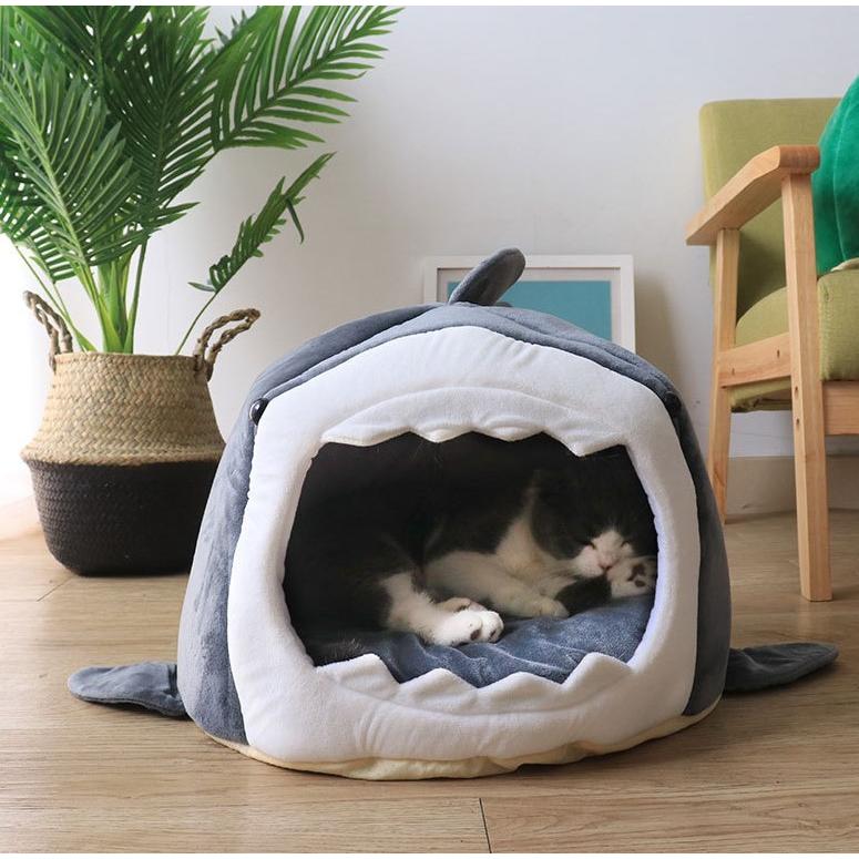 dada屋　ガレージキット　サメ猫　大(25cm) 猫 ハウス ペット サメ型 鮫型 犬 猫用 ベッド ペットベッド