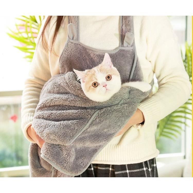 ペット 抱っこ紐 猫用 エプロン 寝袋 室内 お出かけ 伸縮紐付き 甘えん
