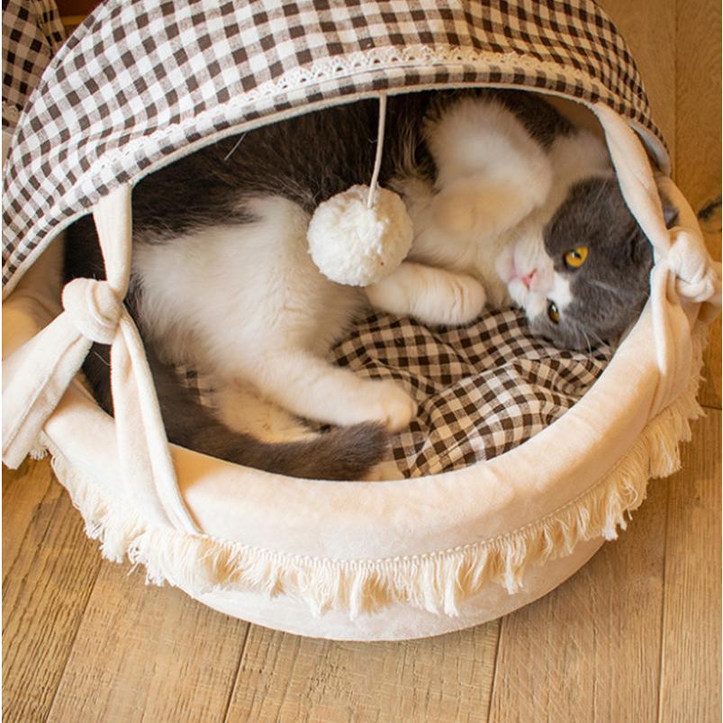 猫ハウス ペットベッド 犬ハウス クッション ベッド 枕付き 犬用 猫用