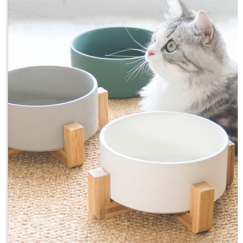 ペット ボウル 猫 食器 陶器 大容量850ML ウォーター ボウル 餌入れ 水入れ フードボウル 木製 ペット皿 滑り止め 安定感 取り外し可能  手入れ簡単 :XKTCMW1:PanniPet - 通販 - Yahoo!ショッピング