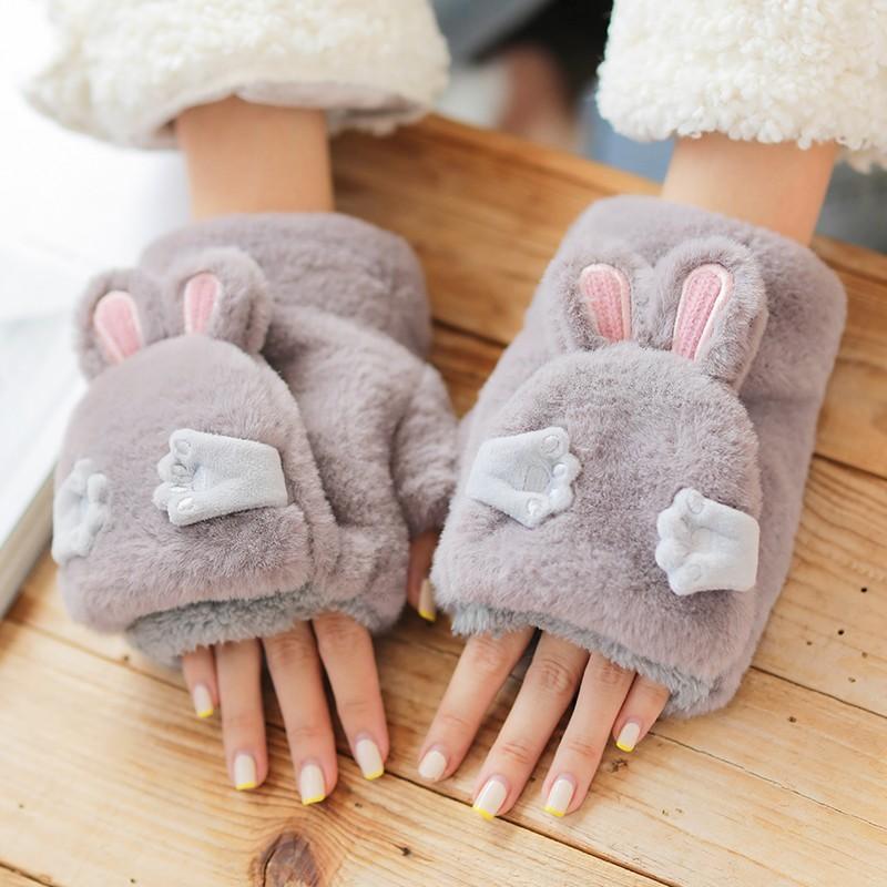 手袋 レディース かわいい 指なし ミトンカバー付き 厚手