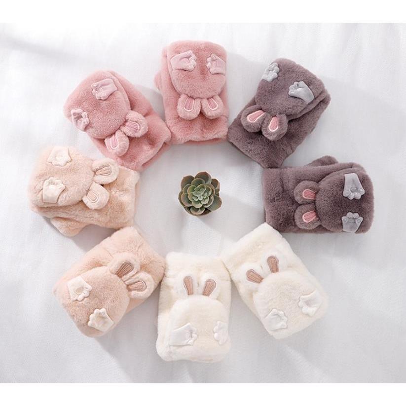 手袋 レディース かわいい 指なし ミトンカバー付き 厚手 グローブ