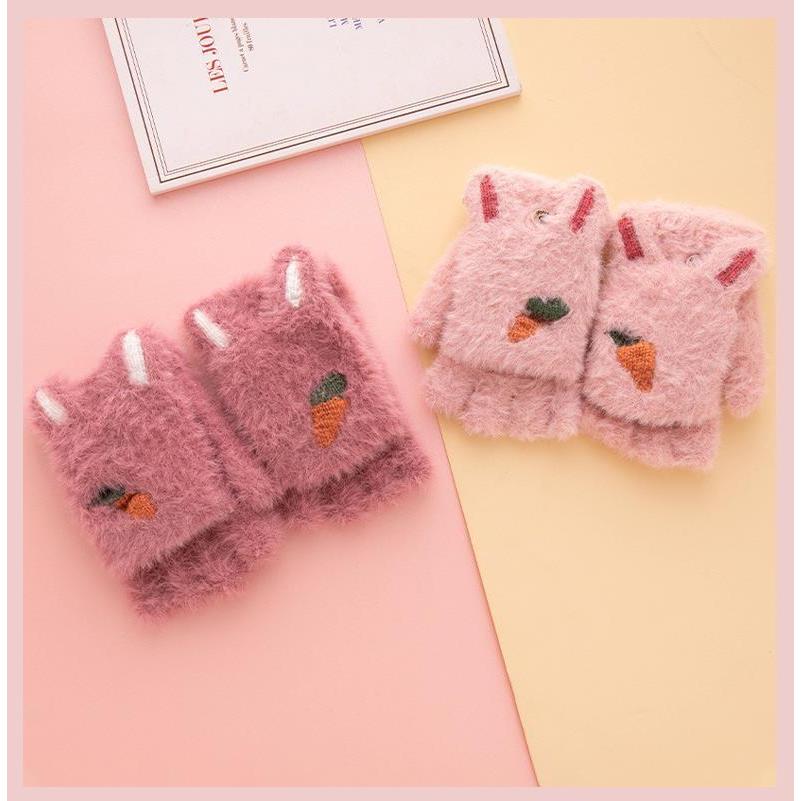 手袋 レディース かわいい ミトンカバー付き 厚手 グローブ もこもこ