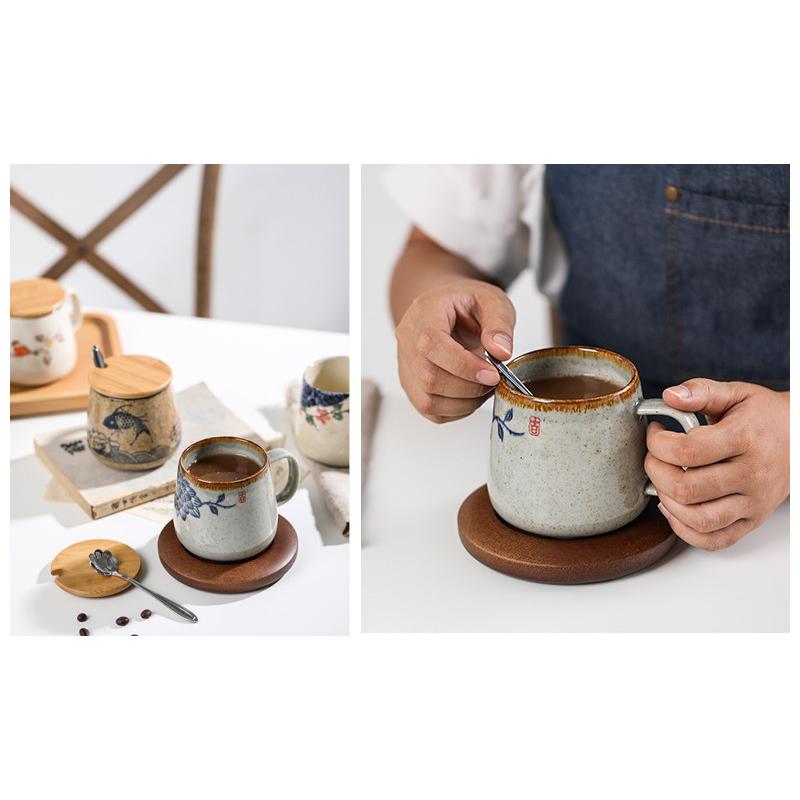 和風カップ コーヒーカップ 陶器製 お茶入れカップ 和風図案コップ 