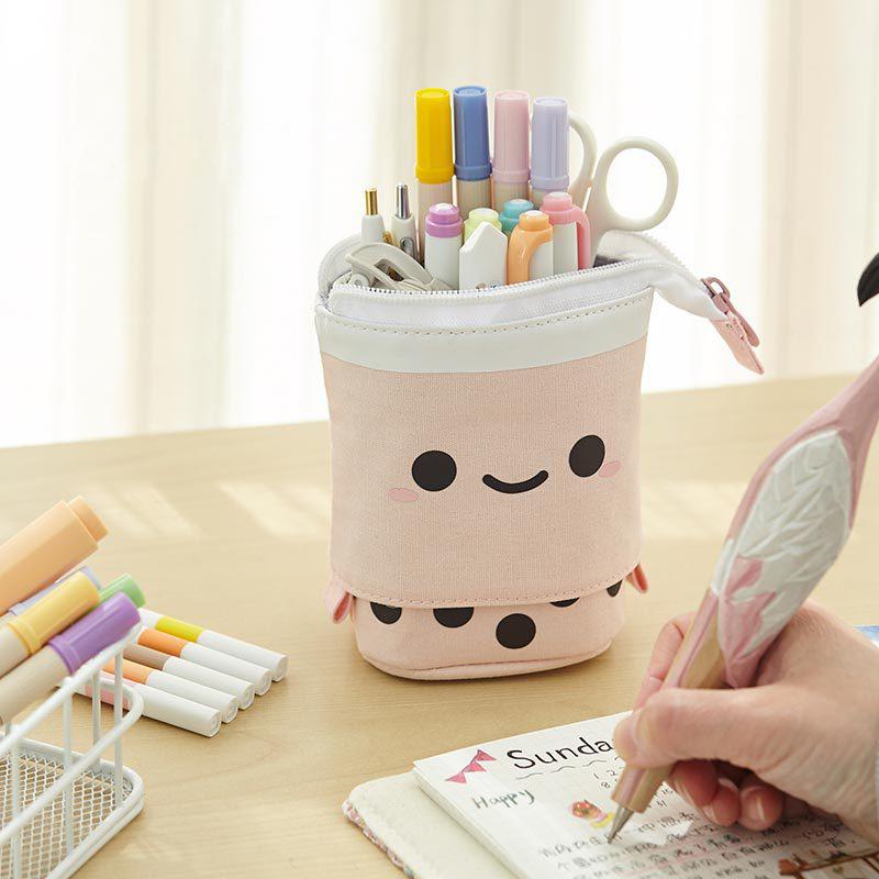 ペンケース 筆箱 立つ タピオカ かわいい ミルクティー 筆入れ 学生