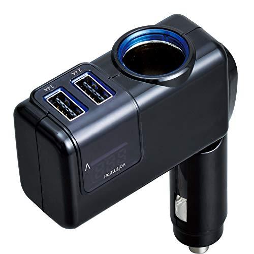 セイワ(SEIWA) 車内用品 シガーソケット増設分配器 電圧計付き USBポート搭載 角度調節 F307 12V専用