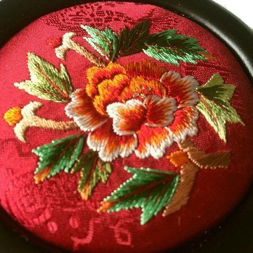 花刺繍 手鏡 ハンドミラー1（M）☆クリックポスト可 : アジア