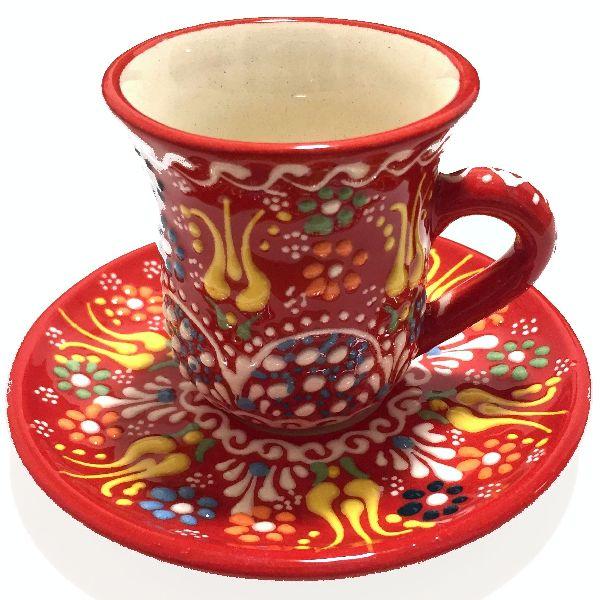 トルコのミニカップ トルココーヒー カップ＆ソーサー デミタス 花 エスプレッソ