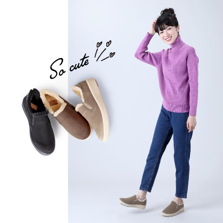 PANSY（パンジー） シューズ スリッポン ボア ふわふわ もこもこ 靴