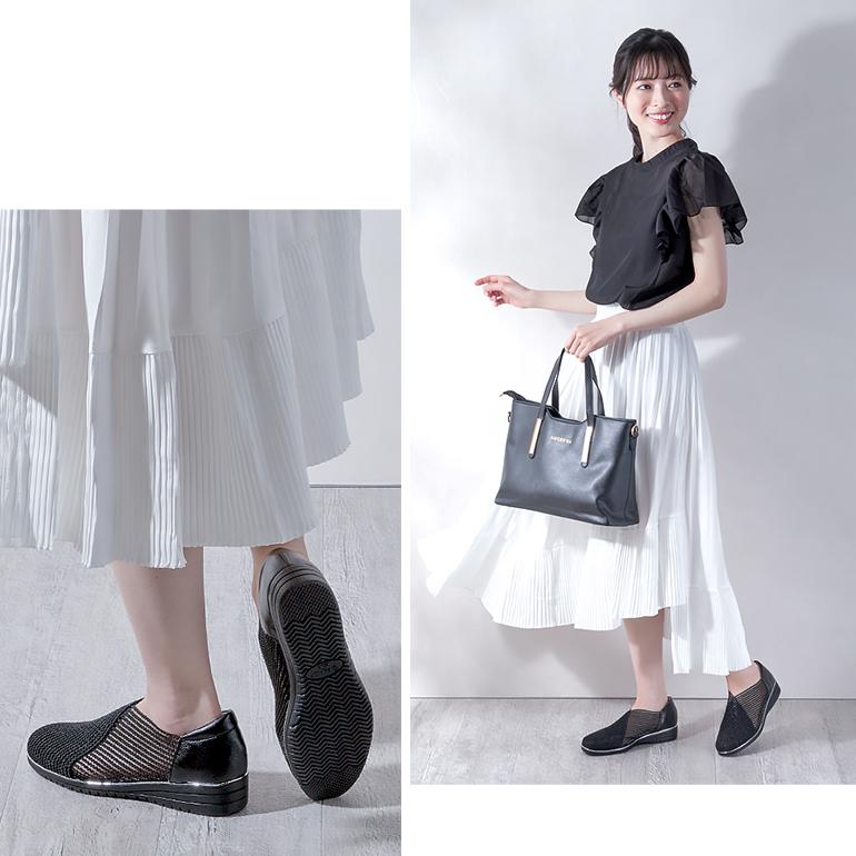 シューズ 靴 レディース 春 夏 3E メッシュ 通気性 軽量 フレキシブル