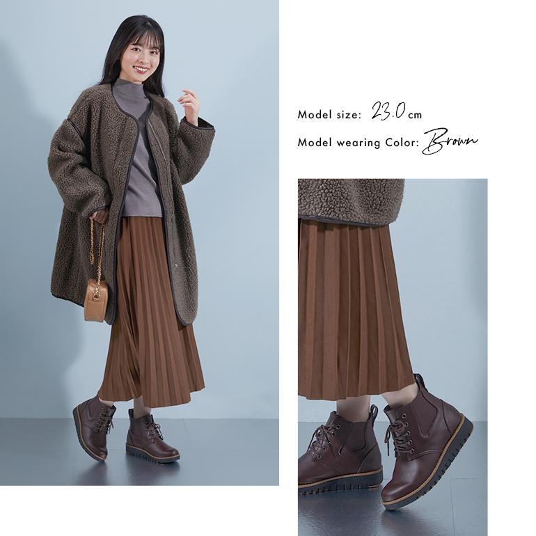 最終値下げ　ブーツ（26cm）とポンチョのセット PANSY ブーツ レディース ショートブーツ サイドゴア レースアップ