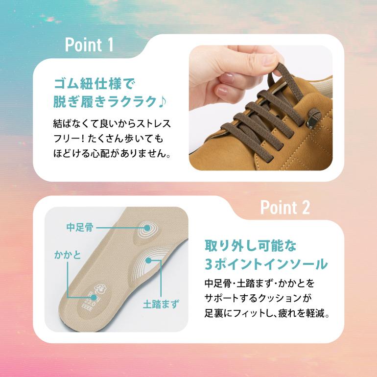 カジュアルシューズ ゴム紐 履きやすい 楽ちん サポートクッション 疲れ軽減 旅行に レディース 幅広 ゆったり 靴 4E パンジー pansy 4793 | PANSY | 05