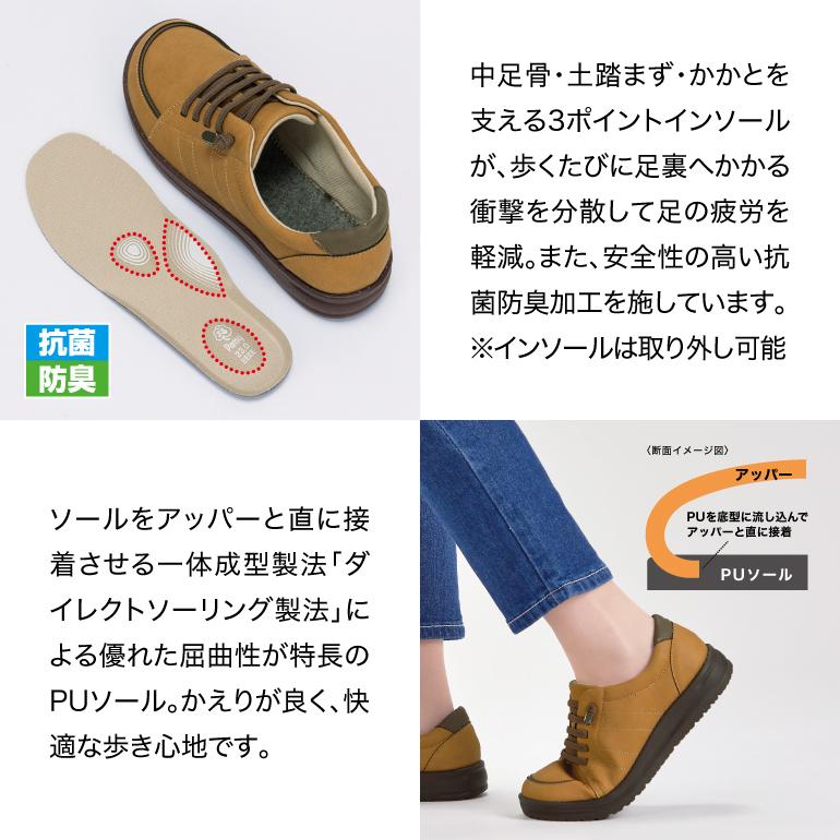 カジュアルシューズ ゴム紐 履きやすい 楽ちん サポートクッション 疲れ軽減 旅行に レディース 幅広 ゆったり 靴 4E パンジー pansy 4793 | PANSY | 12