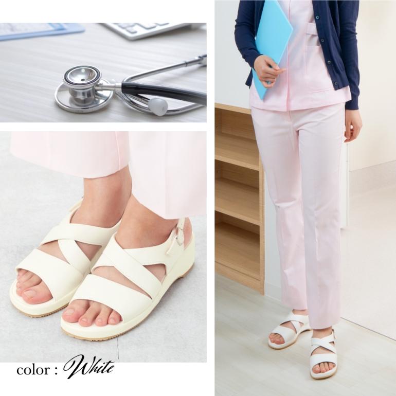 オフィスサンダル ナースサンダル サンダル レディース ナース 黒 白 履きやすい 大きいサイズ 靴 パンジー pansy BB5302 | PANSY | 06