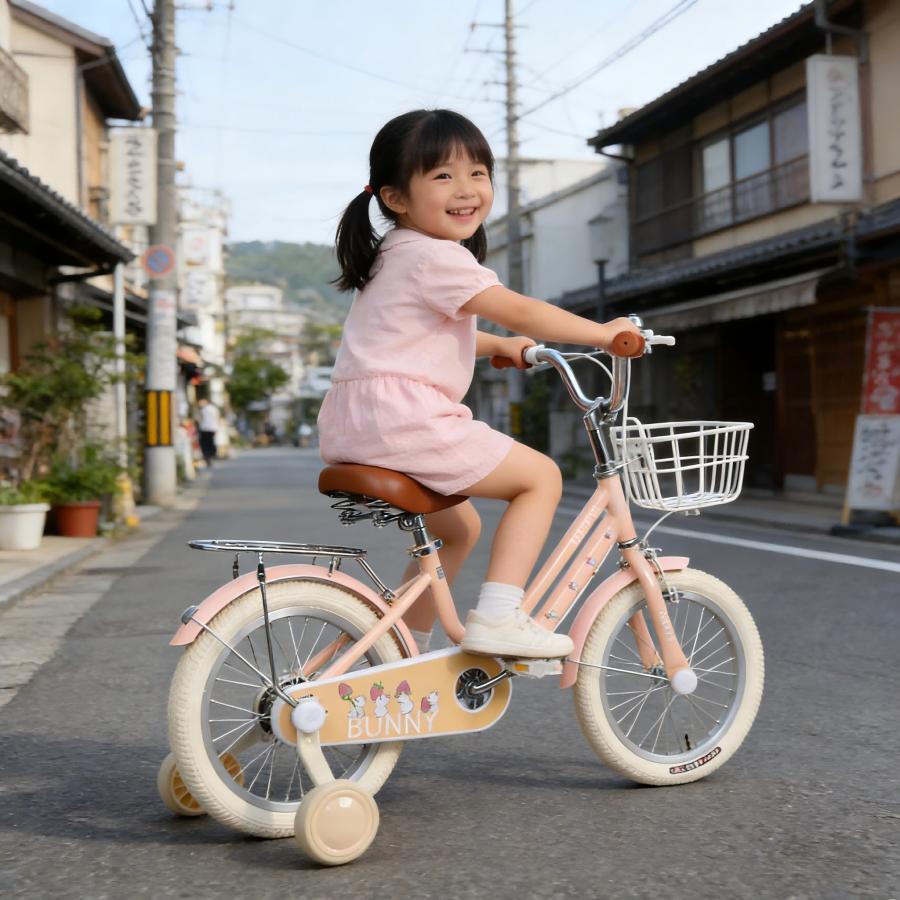 【限定価格】子供用自転車 4歳 5歳 6歳 7歳 8歳 9歳 10歳 BUNNY 16インチ 18インチ 補助輪 スタンド 泥除け 前カゴ プレゼント 卒業祝い 進級祝い 誕生日の画像