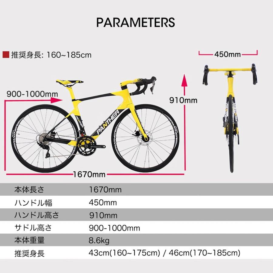 PANTHER ロードバイク フルカーボン 3色/2サイズ選択可 Shimano105