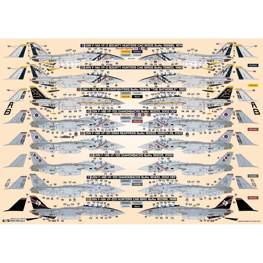DXM 41-7261 1/72 アメリカ海軍 F-14A VF-2/VF-33/VF-101/VF-102/VF