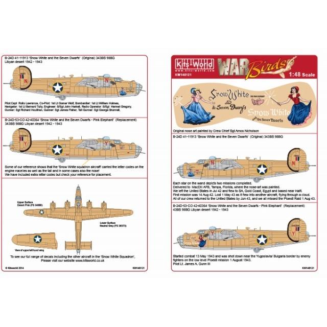 キッツワールド KW148121  1/48 米陸軍航空軍 B-24D リベレーター 第98爆撃航空群 第343爆撃飛行隊 `Snow White and the Seven Dwarfs`｜panzerlehr｜02