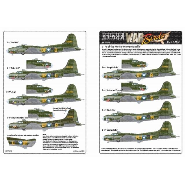キッツワールド KW172019 1/72 B-17 映画 'メンフィス・ベル' - 'Sally